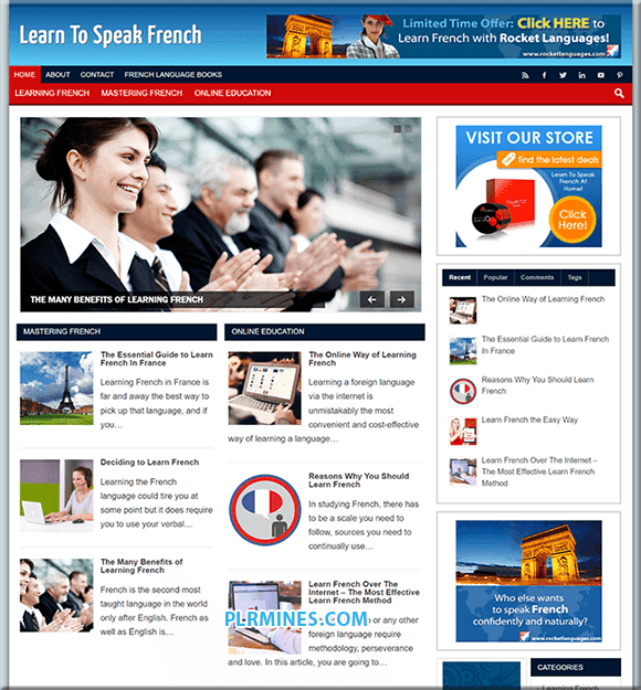 Apprendre le français PLR WordPress Blog