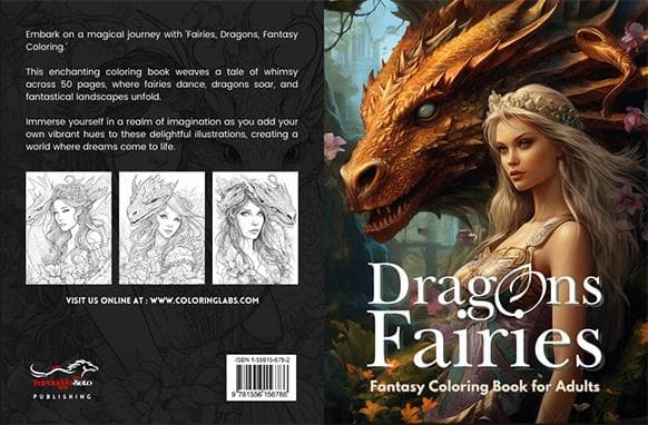 Dragons et fées Fantasy Coloriage Livre