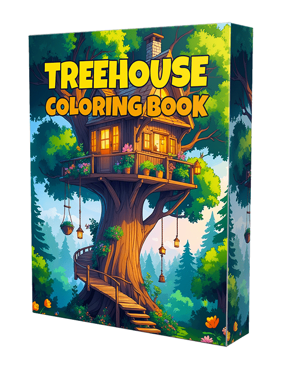 Livre de coloriage de la maison d'arbre magique