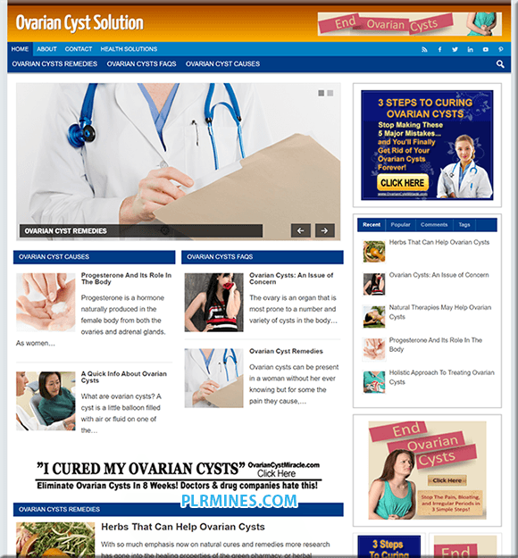 Cystes ovariens Niche PLR WordPress Website